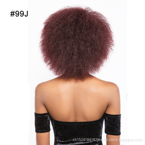 different colors afro curl synthetic hair wig short curly fluffy synthetic afro kinky hair wig for black women